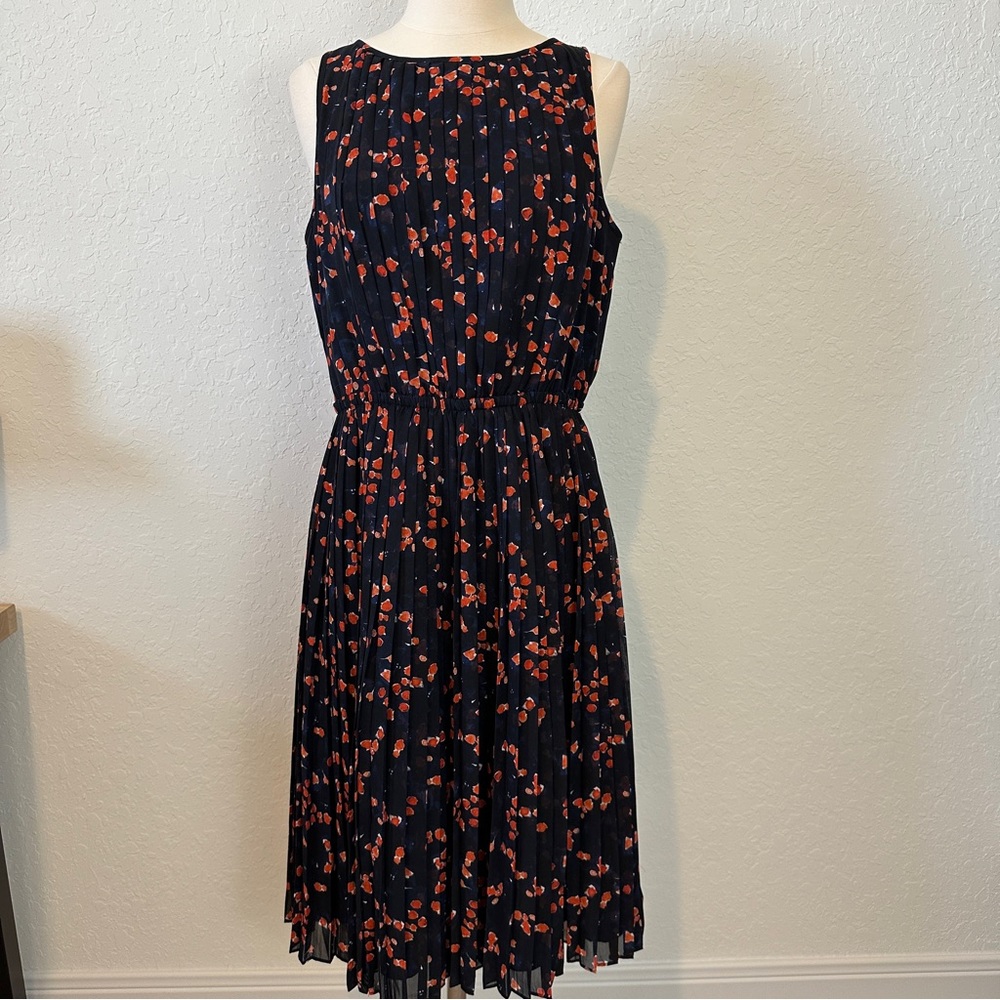 NWT Ann Taylor 6 Gorgeous Midi Fall Dress Pleated Ruched Full Skirt